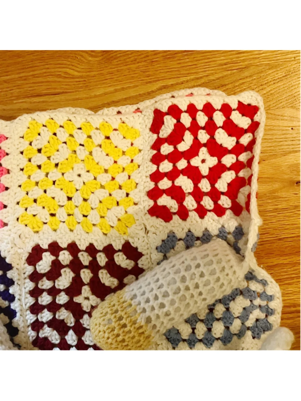 Handmade Crochet Amigurumi Unicorn Blanket Granny Squares 31” X 53” Multicolored